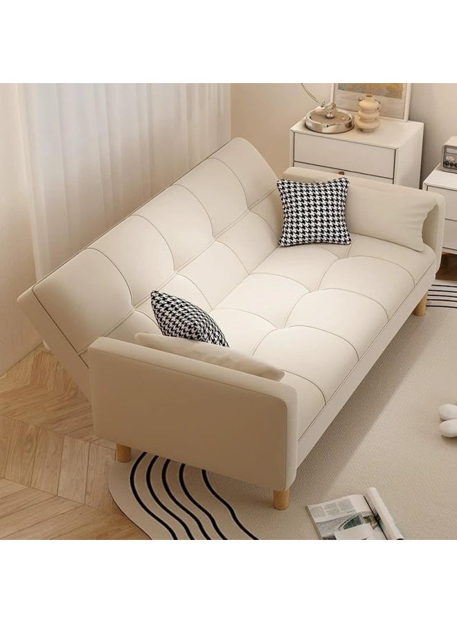 Comfynest Comfynest Modern Convertible Sleeper with Wooden Frame and Tufted Back – Tech Cloth Sofa Bed, 180 x 72 x 75 cm (Beige)  - Image 2