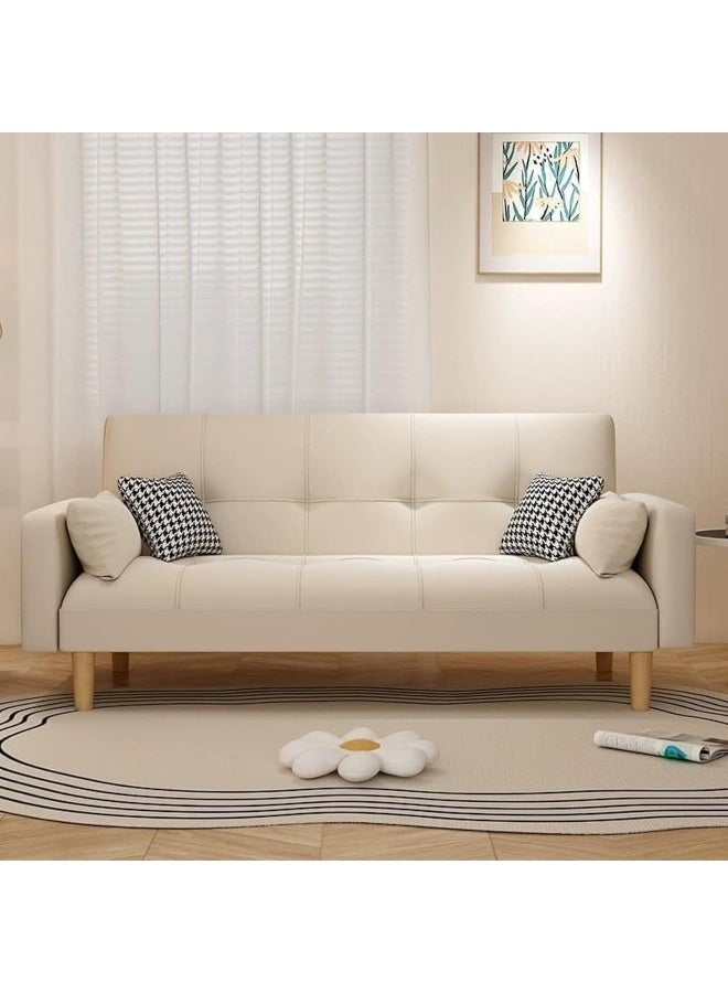Comfynest Comfynest Modern Convertible Sleeper with Wooden Frame and Tufted Back – Tech Cloth Sofa Bed, 180 x 72 x 75 cm (Beige)  - Image 3