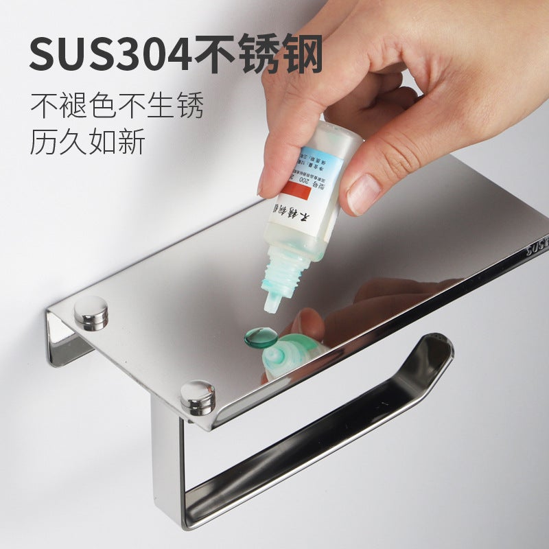 304 Stainless Steel Paper Towel Holder Bathroom Rack Mobile Phone Holder El Engineering Toilet Paper Holder Roll Paper Box Bathroom Hand Discount - Image 5