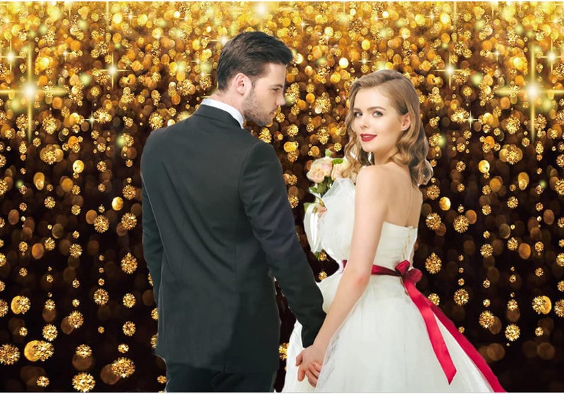 CHAIYA 7x5ft Gold Glitter Backdrop Curtain Black Gold Bokeh Photo Booth Background for Prom Graduation, Wedding, Bridal Shower, New Years Eve, New Year Party Backdrop - Image 5
