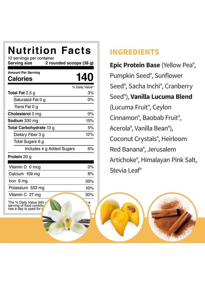 Sprout Living Epic Protein, Plant Based Protein & Superfoods Powder, Vanilla Lucuma Powder | 20 Grams Organic Protein Powder, Vegan, Non Dairy, Non-GMO, Gluten Free, Low Sugar (2 Pound, 24 Servings)  - Image 4