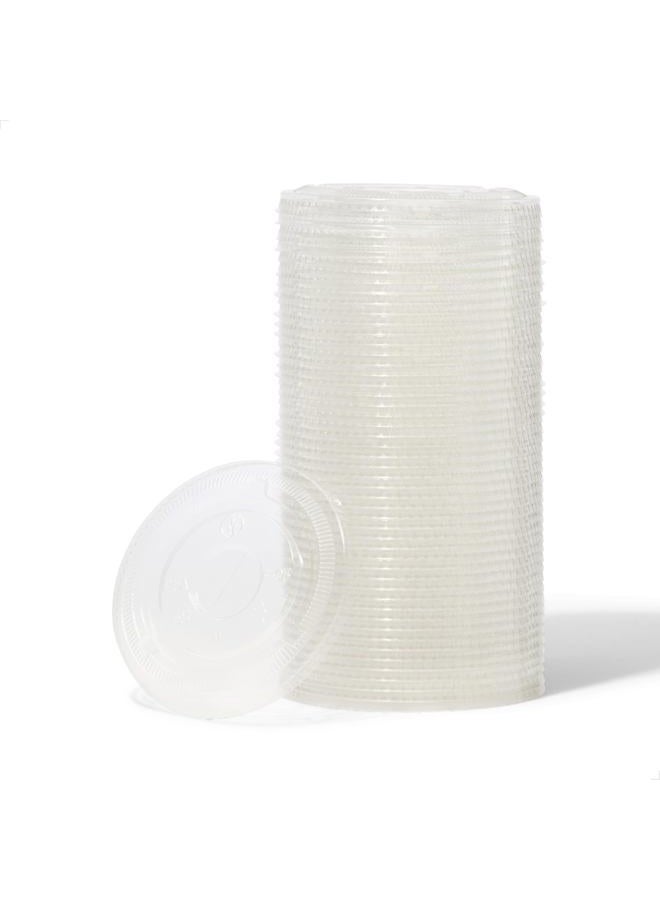 TOSSWARE NATURAL Flat Lid With Straw Slot Set of 50 - Plant Based 98mm Lids for Cold Cups - Plastic Alternative Straw Lids - Clear Flat Lids - Fits 10, 12, 16, 20 & 24oz Cups - Image 1