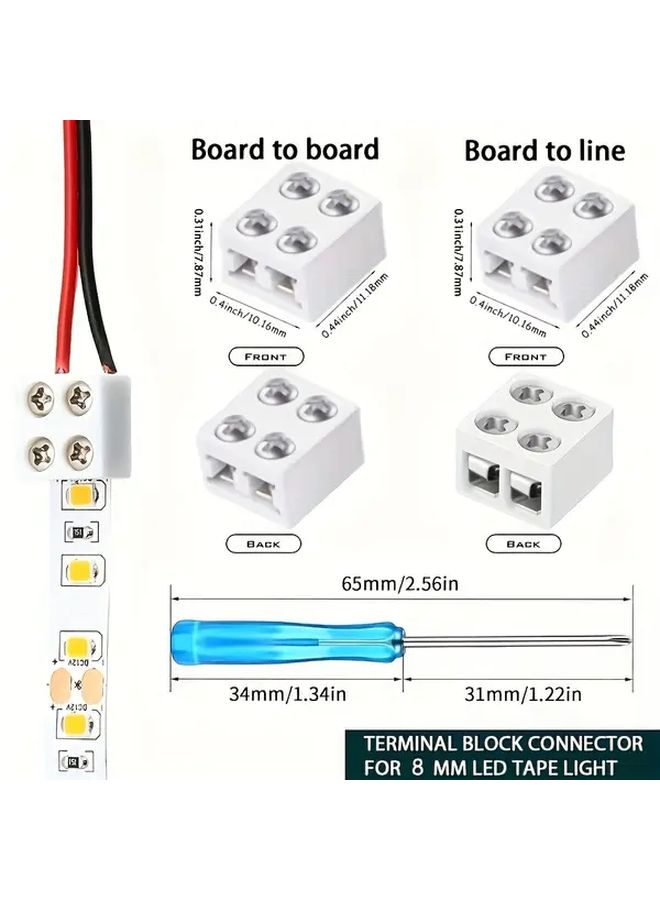 12 Pcs 2 Pin 8mm LED Strip Connectors Solderless Installation with Screwdriver - Image 3
