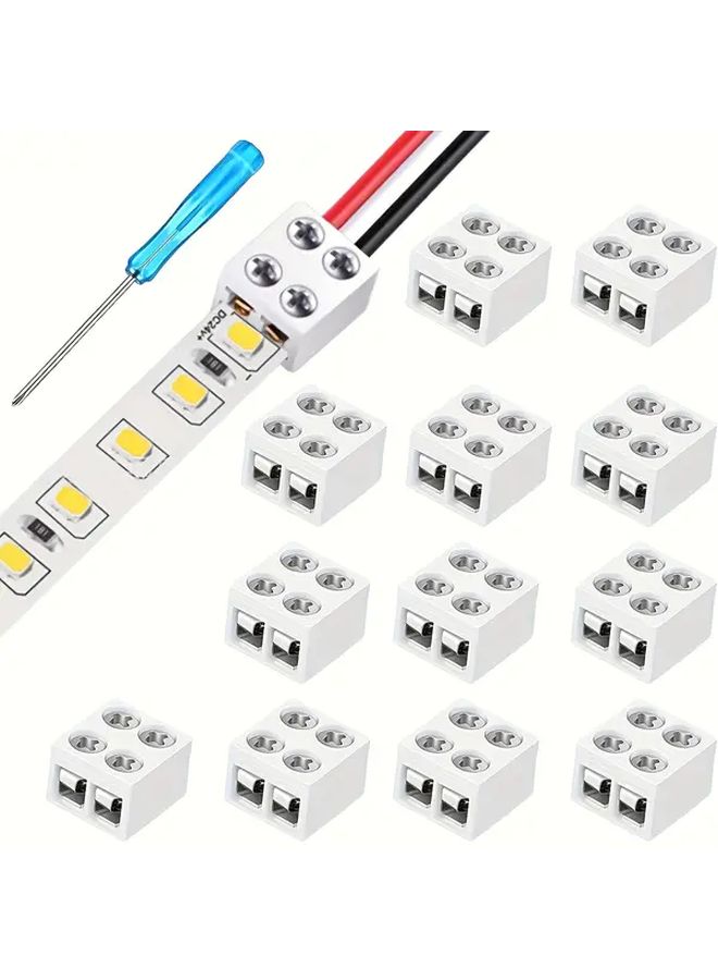 12 Pcs 2 Pin 8mm LED Strip Connectors Solderless Installation with Screwdriver - Image 1