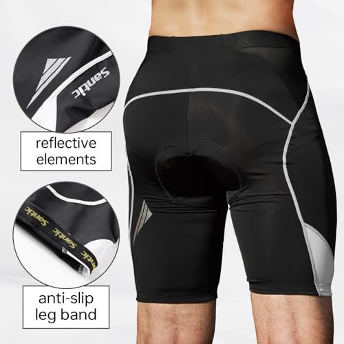 Santic Cycling Men's Shorts Biking Bicycle Bike Pants Half Pants 4D Coolmax Padded White XS - Image 5
