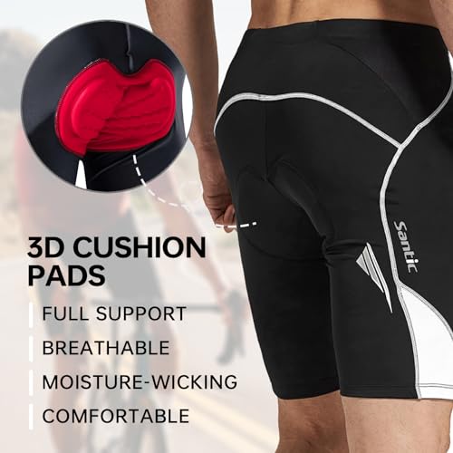 Santic Cycling Men's Shorts Biking Bicycle Bike Pants Half Pants 4D Coolmax Padded White XS - Image 4
