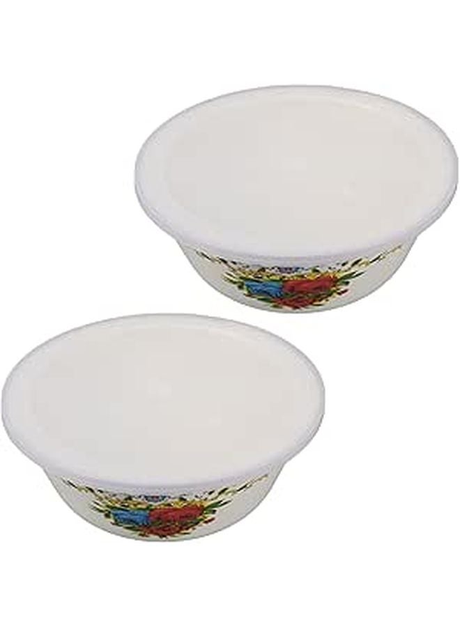 Vintage Enamel Noodle Bowl Set 20cm With Lid Retro Yellow Soup Bowl - Image 1