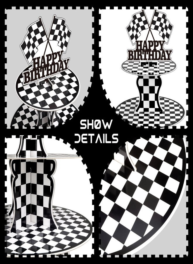 BACUTHY 2 Pack Race Car Cupcake Stands Birthday Party Supplies, Two Fast Cars Decorations Truck Theme Favors - 3 Tier Cardboard Cup Cake Holder Tower - Image 4