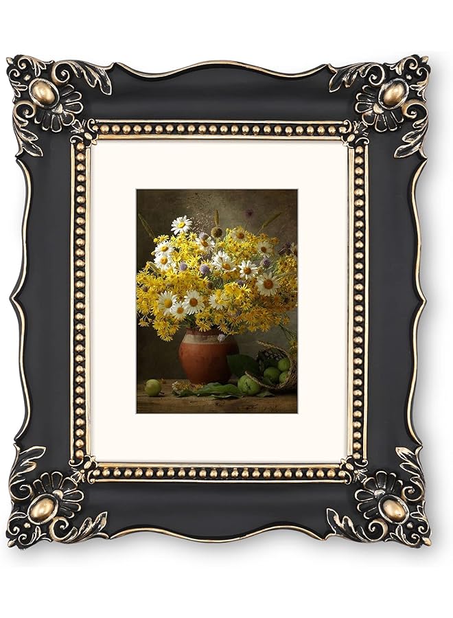 The Bros 8x10 Picture Frame Baroque Picture Frames 8 by 10 Vintage Frames for Picture Artwork in Black & Gold - Image 1