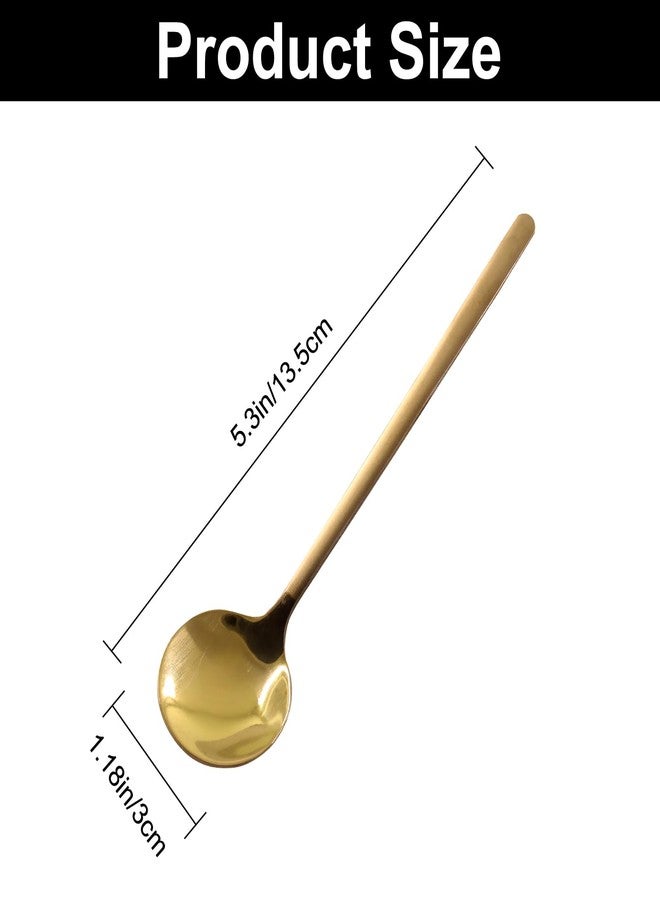 Cionyce Demitasse Espresso Spoons, 8Pcs Gold Coffee Spoons 5.3inch, Stainless Steel Mini Tea Spoons for Coffee Sugar Dessert Cake Ice Cream Soup Antipasto Cappuccino - Image 2