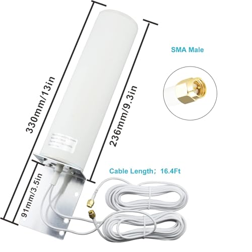 Boobrie 4G LTE Antenna 10dBi-12dBi High Gain 698-2700MHz Outdoor Antenna OmniDirectional Dual SMA Male Connector Low Loss 16.4Ft Cable for 4G LTE Router Hotspot Wireless Cellular Trail Camera - Image 3