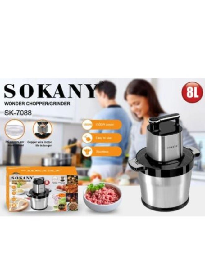 Sokany Chopper, 8 Liter, 1500 Watt, Silver * Black - SK-7088A - Image 3