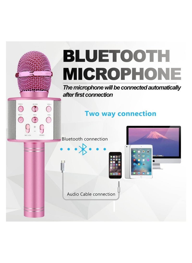 Karaoke Microphone for Kids Adults,Portable Bluetooth Microphone for Singing,Professional Voice Changer Blue Microphone Wireless,Birthday Gifts for 3 4 5 6 7 8 + Year Old Boys Girls - Image 1