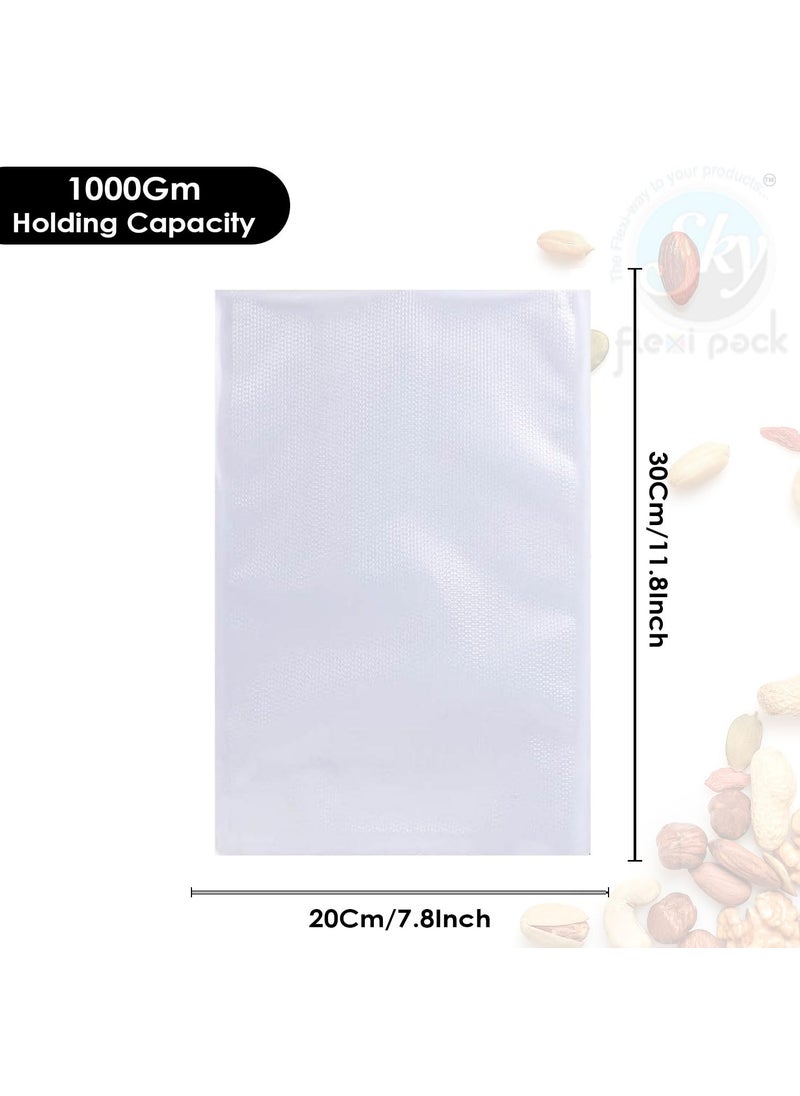 SKY FLEXI PACK SKY FLEXI PACK Vacuum Pouch 20cm x 30cm Pack of 100 Dotted Embossed BPA Free Microwaveable Transparent Food Storage Vacuum Bags with 90 Micron Thickness Capacity Approx 1000gm  - Image 2