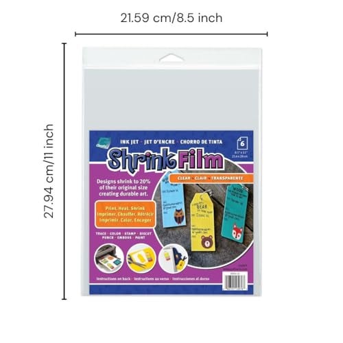 Grafix Metallic Shrink Film - Gold-Silver Opaque 8.5"x11" Sheets, Design Your Art and Shrink It to Create Jewelry, Embellishments, Paper Crafts, Gift Tags, Ornaments and More, Pack of 6 - Image 2