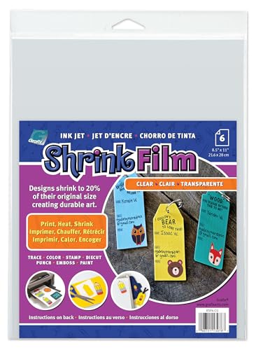 Grafix Metallic Shrink Film - Gold-Silver Opaque 8.5"x11" Sheets, Design Your Art and Shrink It to Create Jewelry, Embellishments, Paper Crafts, Gift Tags, Ornaments and More, Pack of 6 - Image 1
