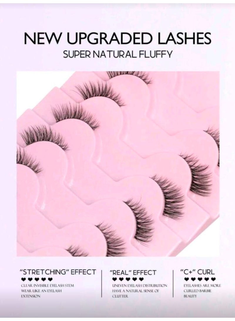 SHEIN-9Pairs Cat Eye Faux Mink Eyelashes | Transparent Band 3D Lightweight Short | Create A Natural Soft Fluffy Effect, Lashes - Image 2