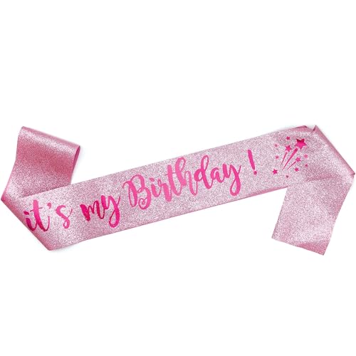 OMISS It's My Birthday - Glitter Pink Sash - Be The Most Beautiful for Your Birthday (Glitter Pink) - Image 1