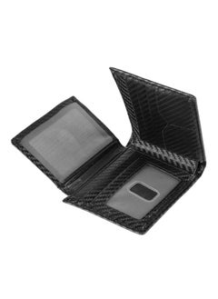 Men Slim Wallet RFID Blocking Card Holder Wallet Business PU Leather Carbon Fiberpattern Wallet Black Average Size