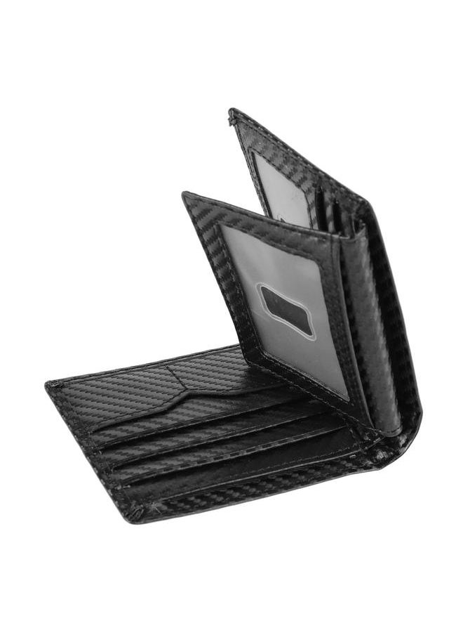 Thoraya - Men Slim Wallet RFID Blocking Card Holder Wallet Business PU Leather Carbon Fiberpattern Wallet Black Average Size - Image 1