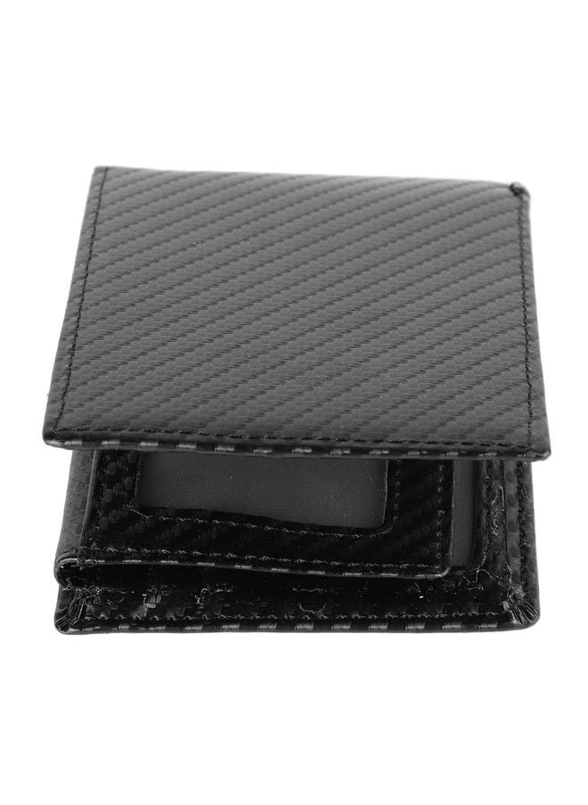 Thoraya - Men Slim Wallet RFID Blocking Card Holder Wallet Business PU Leather Carbon Fiberpattern Wallet Black Average Size - Image 1