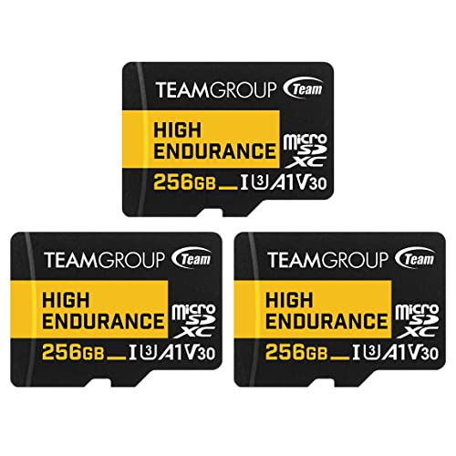 TEAMGROUP HIGH Endurance 256GB 3 Pack Micro SDXC UHSI U3 V30 100MBs Designed for Monitoring Stable Durable Long Lasting Flash Memory Card Security Camera 4KFull HD Video Recording THUSDX256GIV3065 - Image 1