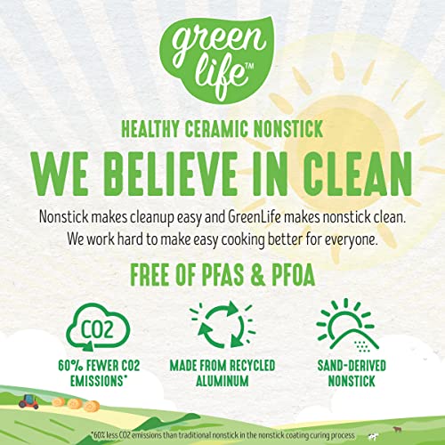 GreenLife Sandstone Healthy Ceramic Nonstick, 15 Piece Kitchen Cookware Pots and Frying Sauce Pans Set, PFAS- Free, Dishwasher Safe, Blue - Image 2
