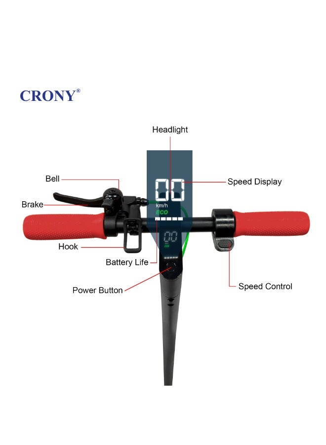Crony M365 app Fast E-Scooter For Kids/Teens, Speed 25-45km/h, 25 km Range, 36v 7.8ah Battery, 8.5"Tires,250w Motor, App Controlled Lightweight Foldable With Led Headlights High-Speed Electric Scooter, Anti-Slip Deep-Tread Rubber Tires, Rear Disc Brake, 120kg Max Load, Smart Scooter With App Connectivity, Portable Aluminum Frame For Adults,  Travel-Ready Design - Image 5