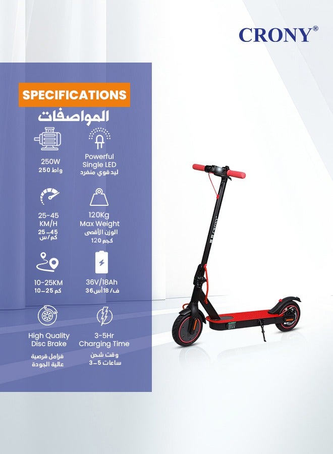 Crony M365 app Fast E-Scooter For Kids/Teens, Speed 25-45km/h, 25 km Range, 36v 7.8ah Battery, 8.5"Tires,250w Motor, App Controlled Lightweight Foldable With Led Headlights High-Speed Electric Scooter, Anti-Slip Deep-Tread Rubber Tires, Rear Disc Brake, 120kg Max Load, Smart Scooter With App Connectivity, Portable Aluminum Frame For Adults,  Travel-Ready Design - Image 2