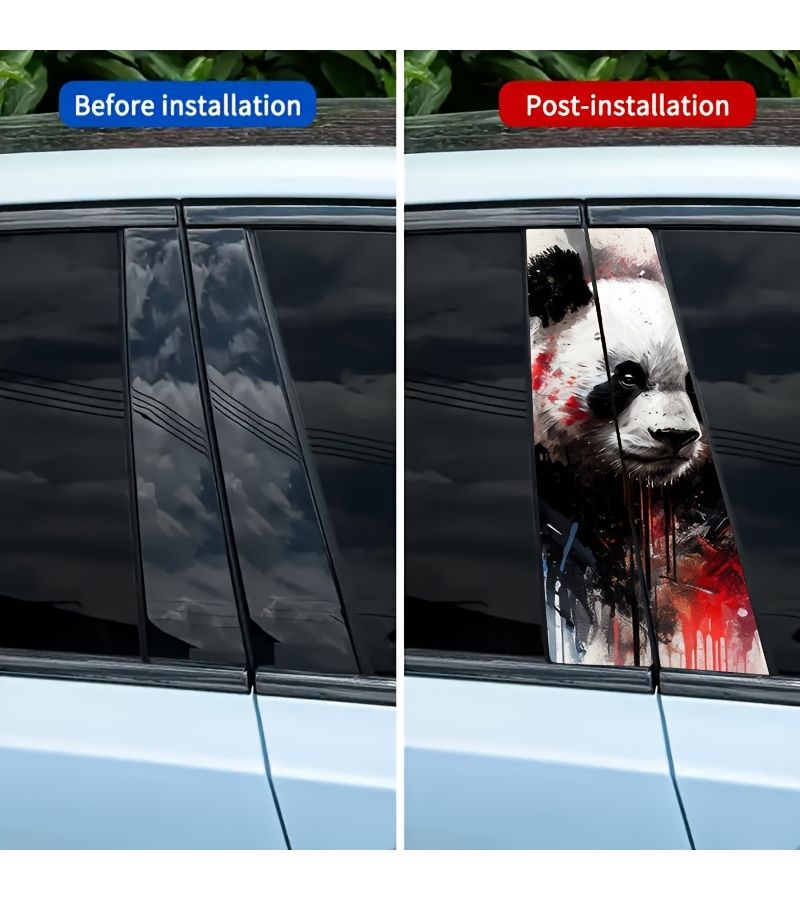 Painted Panda Painted Car Decals 2pcs For B Pillar Protection Easy Apply And Remove Self Adhesive Glossy Finish Durable Plastic Auto Accessory - Image 3