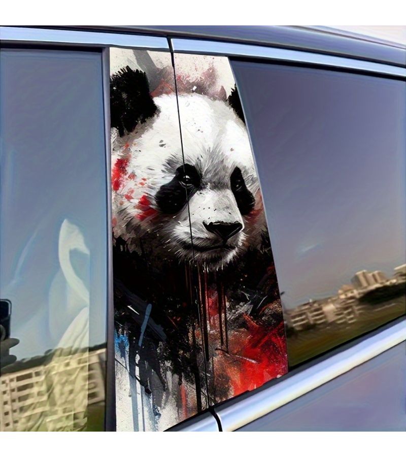 Painted Panda Painted Car Decals 2pcs For B Pillar Protection Easy Apply And Remove Self Adhesive Glossy Finish Durable Plastic Auto Accessory - Image 4