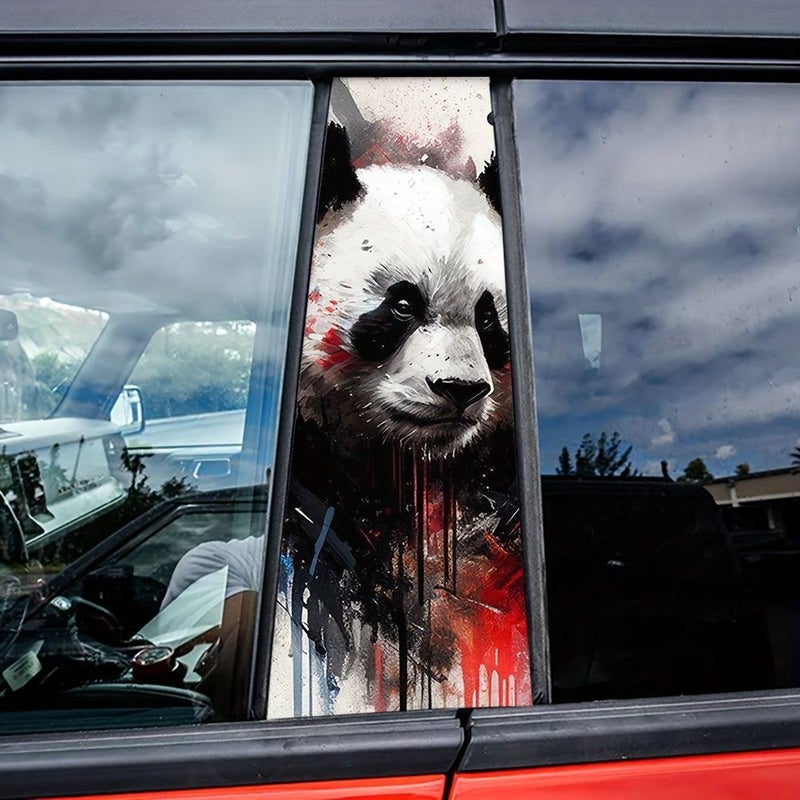 Painted Panda Painted Car Decals 2pcs For B Pillar Protection Easy Apply And Remove Self Adhesive Glossy Finish Durable Plastic Auto Accessory - Image 1