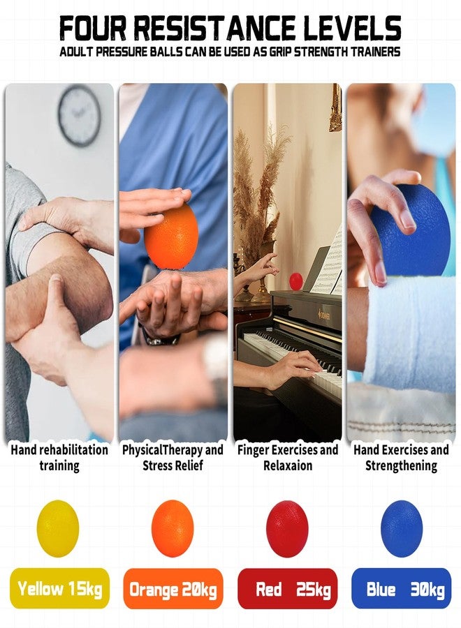 YOIYINI 4 Pack Stress Balls for Adults,Squeeze Ball,Squeeze Balls for Hands Therapy,Hand Exercisers for Therapy,Hand Exercise Ball with Different Resistance Levels,Hands Squeezers for Arthritis,Wrist Rehab - Image 5