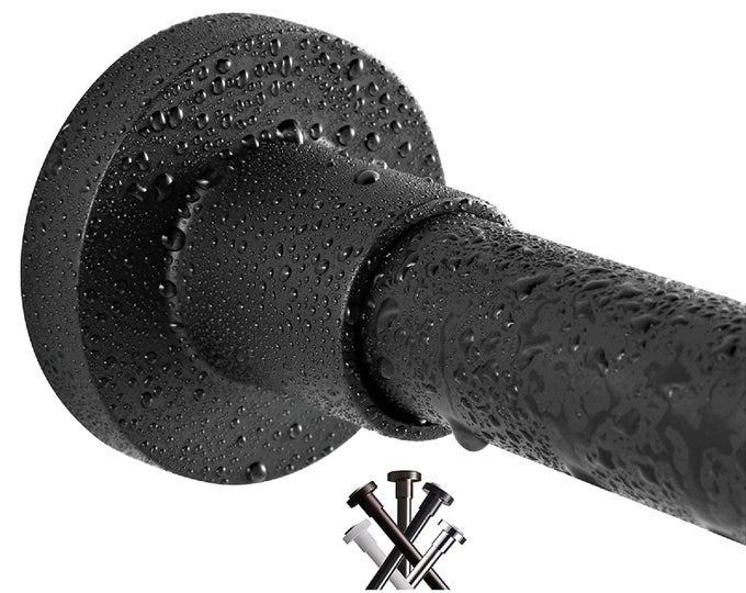 SHOWER CURTAIN ROD 4373 INCHES MATTE BLACK NEVER RUST AND NONFALL DOWN SPRING TENSION ROD STAINLESS STEEL