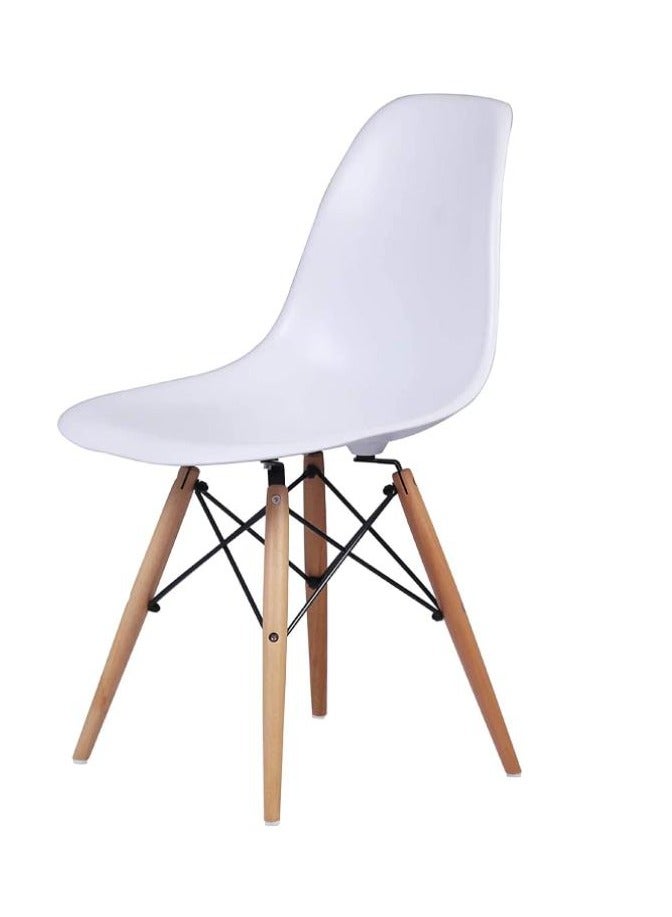 Golden Modern Dining Chair, Home Solid Wood Chair, Plastic Chair with Solid Wood Legs, for Kitchen, Dining Room, Living Room (Chair-White) - Image 1
