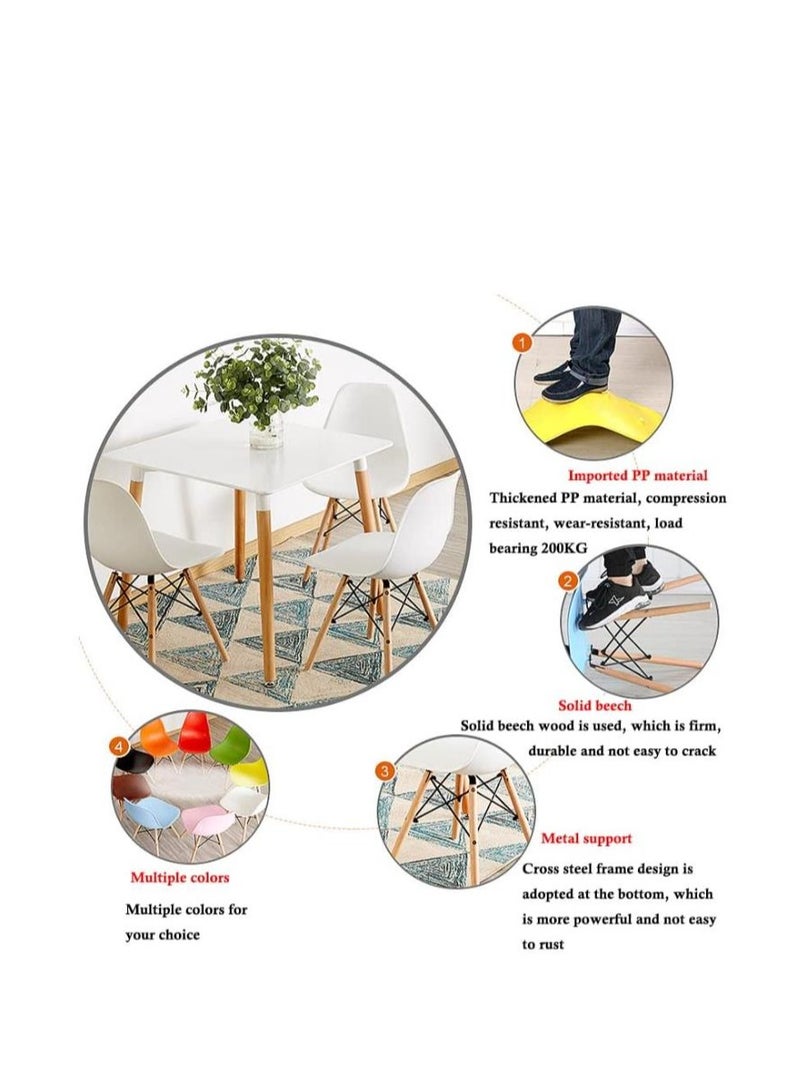 Golden Modern Dining Chair, Home Solid Wood Chair, Plastic Chair with Solid Wood Legs, for Kitchen, Dining Room, Living Room (Chair-White) - Image 4