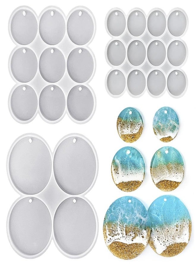 RESINWORLD 25-Cavity Set of Large + Medium + Small Shiny Flat Circle Silicone Mold, Drilled Round Earrings Pendant Mold, Keychain, Pet Tag Resin Mold - Image 1
