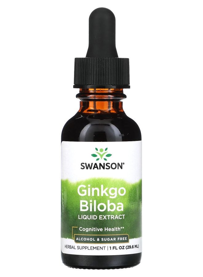 SWANSON Ginkgo Biloba Liquid Extract  Sugar Free 1 fl oz (29.6 ml) 