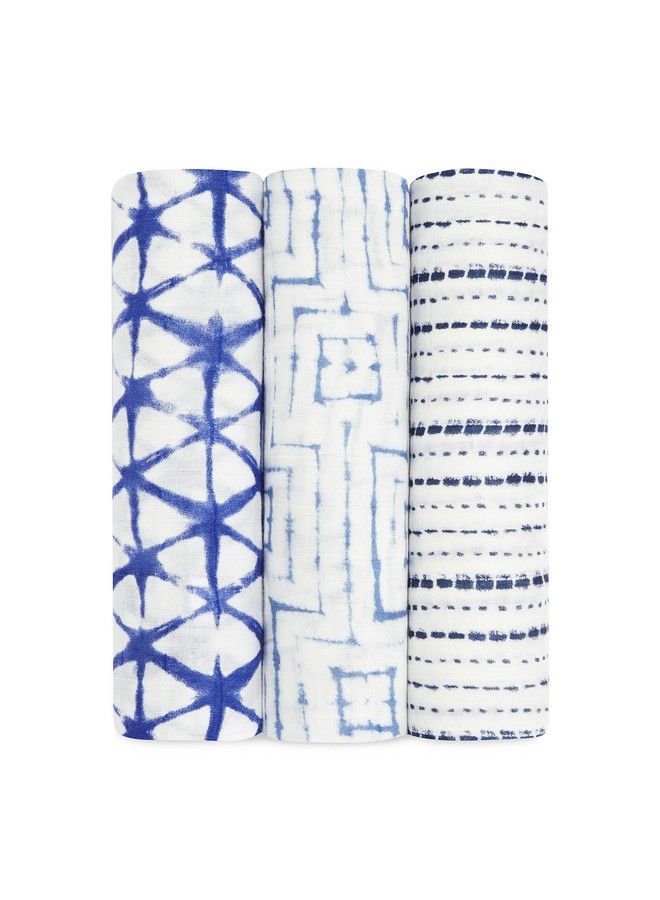 aden + anais Silky Soft Swaddle Blanket100% Bamboo Viscose Muslin Blankets For Girls & Boys Baby Receiving Swaddles Ideal Newborn & Infant Swaddling Set 3 Pack Indigo Shibori - Image 1