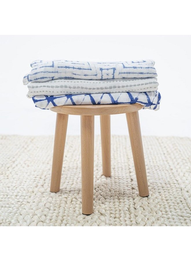 aden + anais Silky Soft Swaddle Blanket100% Bamboo Viscose Muslin Blankets For Girls & Boys Baby Receiving Swaddles Ideal Newborn & Infant Swaddling Set 3 Pack Indigo Shibori - Image 3