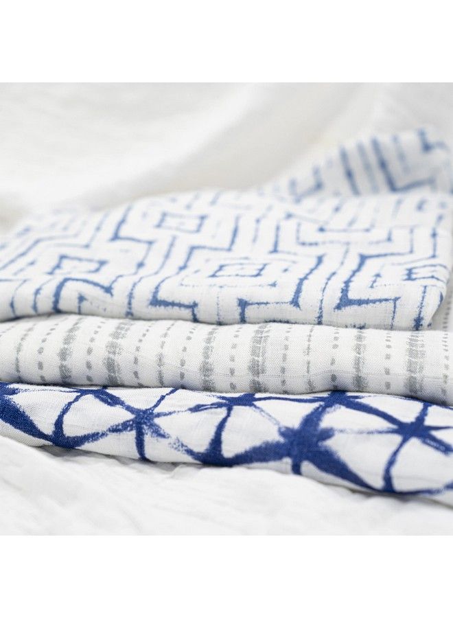 aden + anais Silky Soft Swaddle Blanket100% Bamboo Viscose Muslin Blankets For Girls & Boys Baby Receiving Swaddles Ideal Newborn & Infant Swaddling Set 3 Pack Indigo Shibori - Image 4