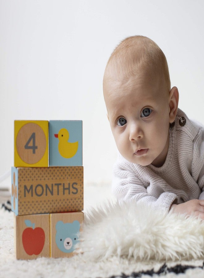 Petit Collage Baby Milestone Blocks Photo Props for Months, Weeks, Years - Numbered Wooden Blocks, Baby Props to Capture Baby’s Growth Over Time - Image 3