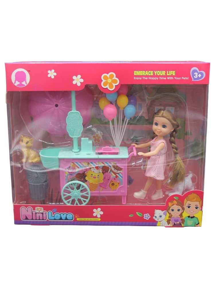 نيني دمية نيني لوف مع عربة الحلويات والاكسسوارات 31-2389951P - Image 1