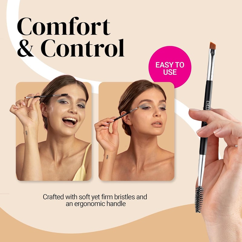 Keshima Angled Eyeliner Brush Duo – Extra Fine Precision Eye Liner Brush & Spoolie – Dual-Ended Tool for Liner Application, Eyebrow Grooming, Shaping & Blending Powders, Gels & Liquids - Image 2