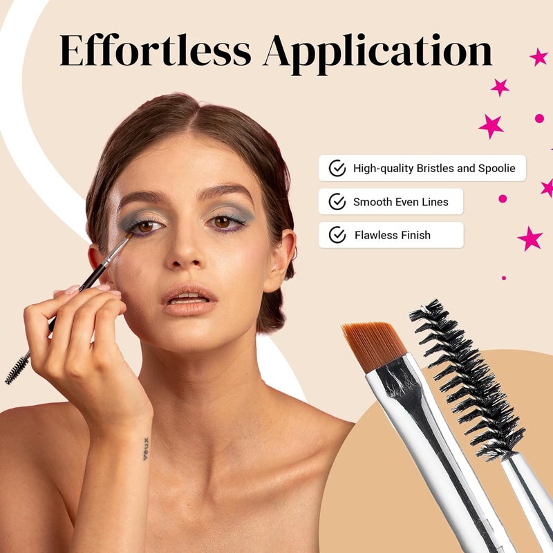 Keshima Angled Eyeliner Brush Duo – Extra Fine Precision Eye Liner Brush & Spoolie – Dual-Ended Tool for Liner Application, Eyebrow Grooming, Shaping & Blending Powders, Gels & Liquids - Image 4