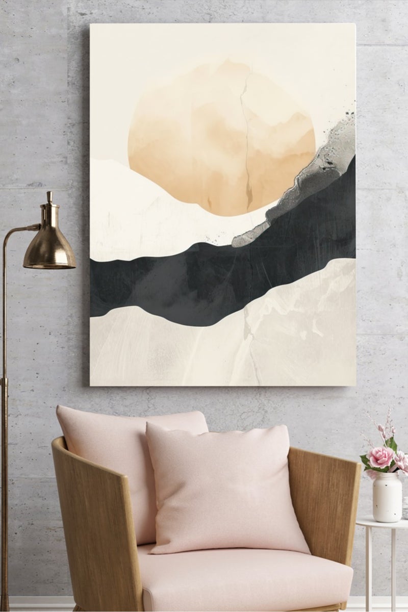 مودكلاس لوحة جدارية تصميم تجريدي بإطار خشبي - Image 1