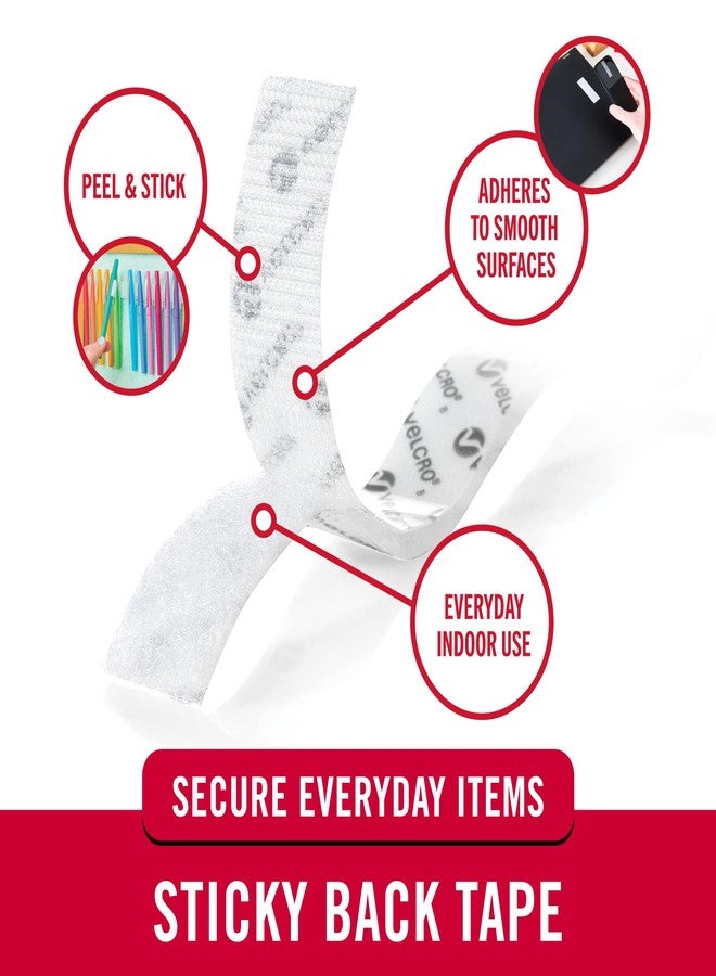 VELCRO Brand - Sticky Back Hook and Loop Fasteners | Perfect for Home or Office | 3 1/2in x 3/4in Strips | Pack of 4 | White (VEL90076) - Image 2