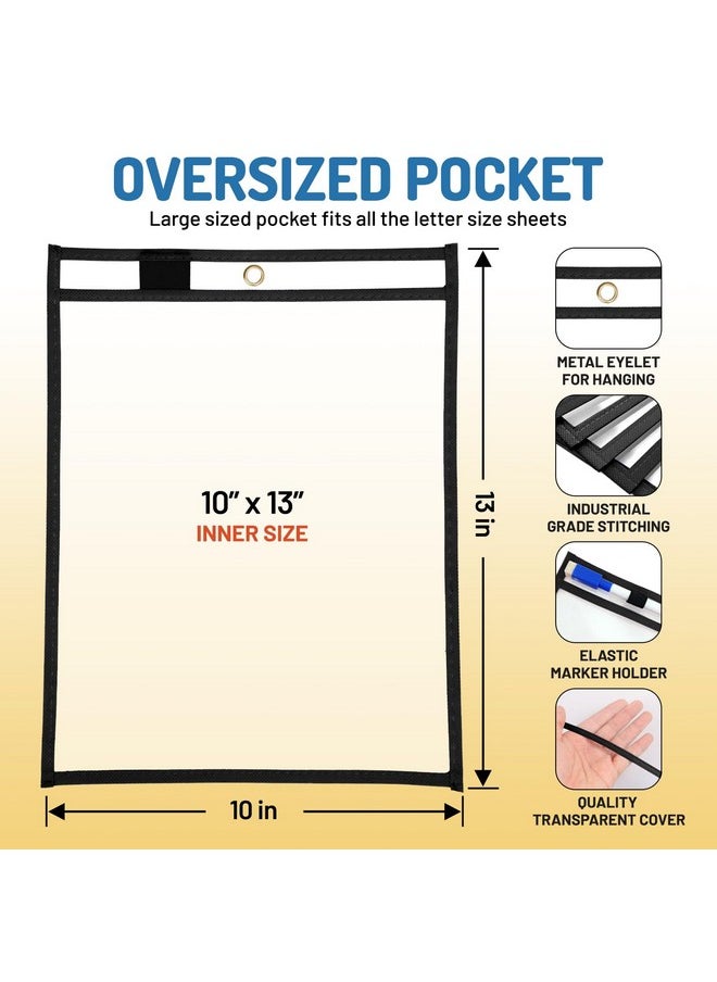 Bonbela Dry Erase Sleeves 30 Pack - 10 x 13 Reusable Dry Erase Sheet Sleeves for Work & School Worksheets - Heavy Duty Dry Erase Sheet Protectors Quickly Wipe to a Flawless Clean (Black)  - Image 4