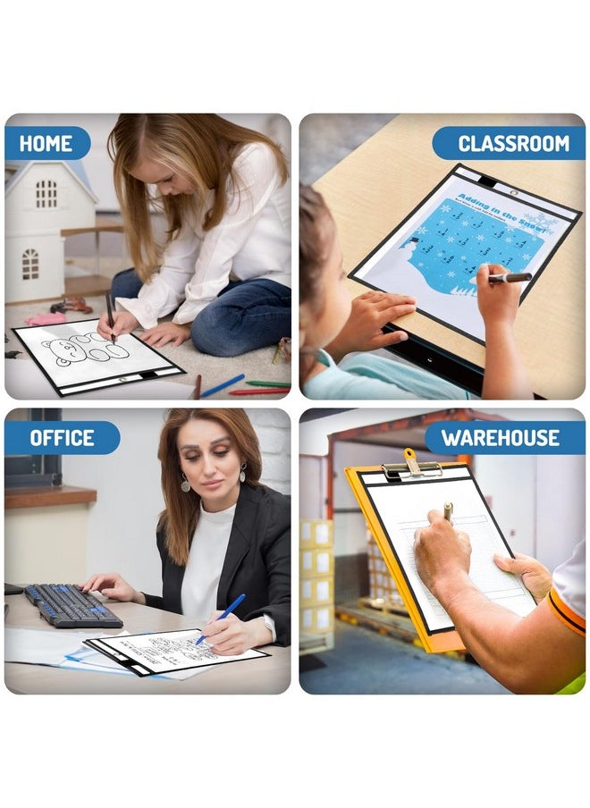 Bonbela Dry Erase Sleeves 30 Pack - 10 x 13 Reusable Dry Erase Sheet Sleeves for Work & School Worksheets - Heavy Duty Dry Erase Sheet Protectors Quickly Wipe to a Flawless Clean (Black)  - Image 3