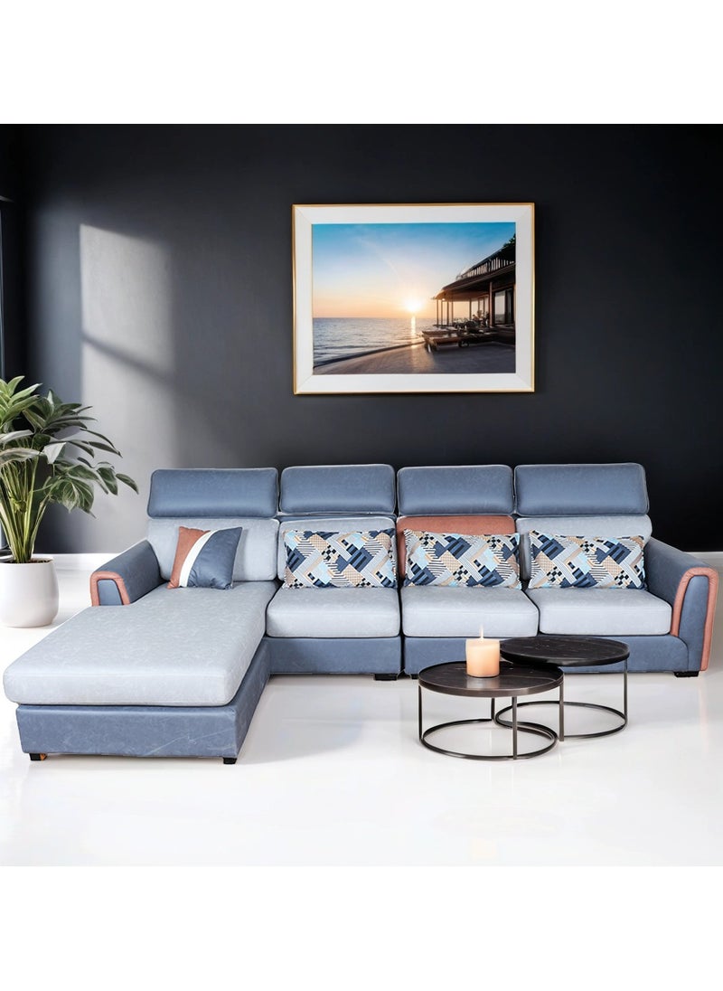 HOMEVEO - Comfortable L Shaped  4-seater high-back corner sofa set, size 3.2 x 1.85 meters - Image 1
